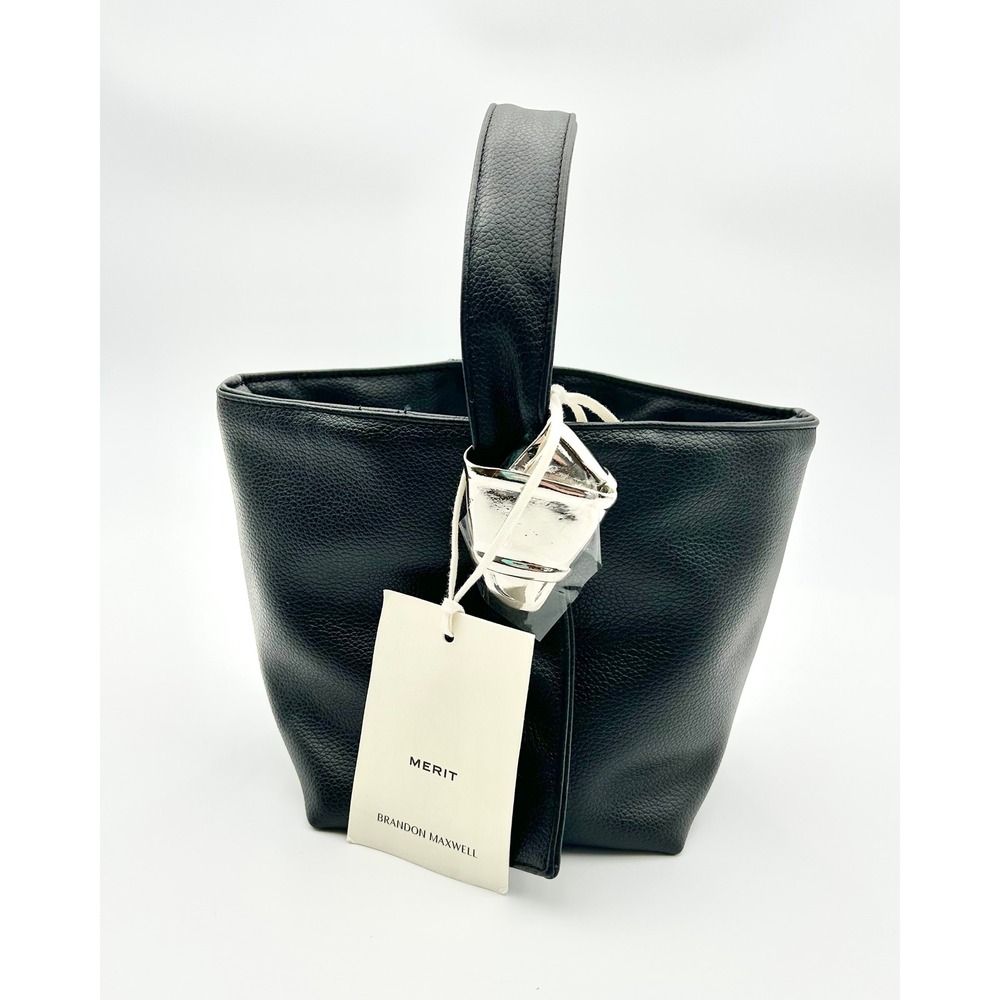 NWT Merit x Brandon Maxwell Limited Edition Black and Silver Knot Mini Tote